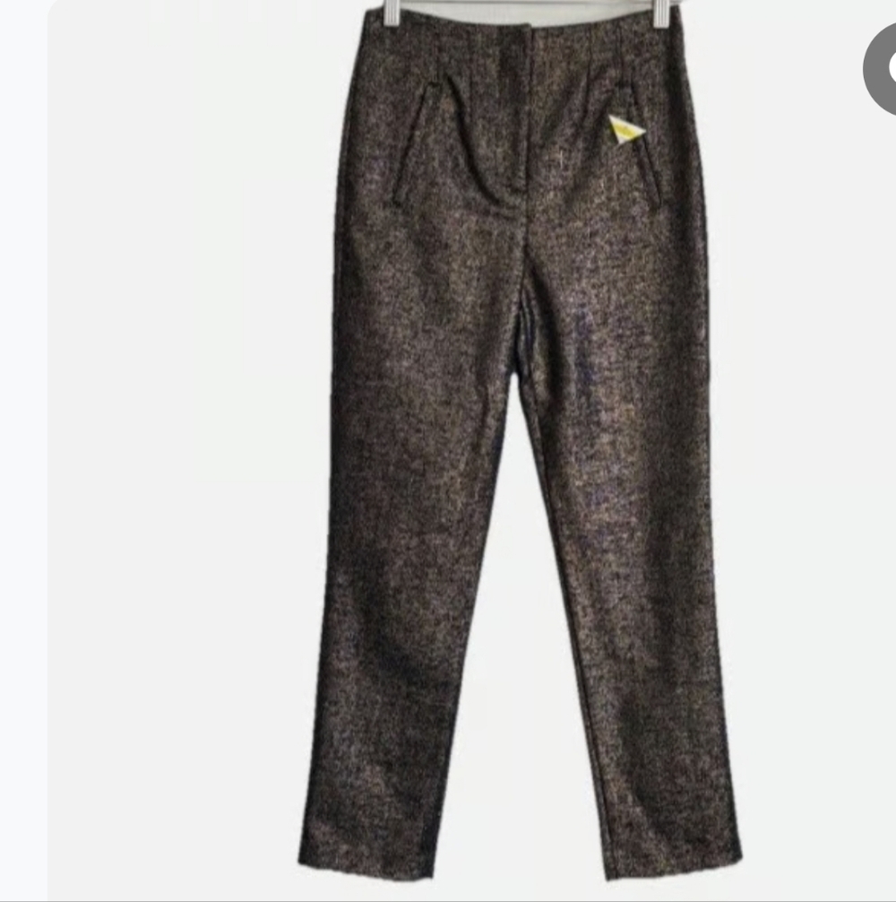 Veronica Beard Stila Black Gold Wool Blend Ankle Pants Size 00 NWT - Picture 2 of 11